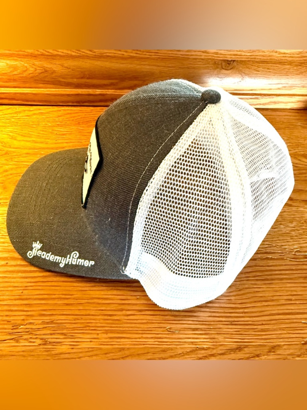 Gray & White Trucker Hat with Tattoo Shop Patch - Picture 4 of 10